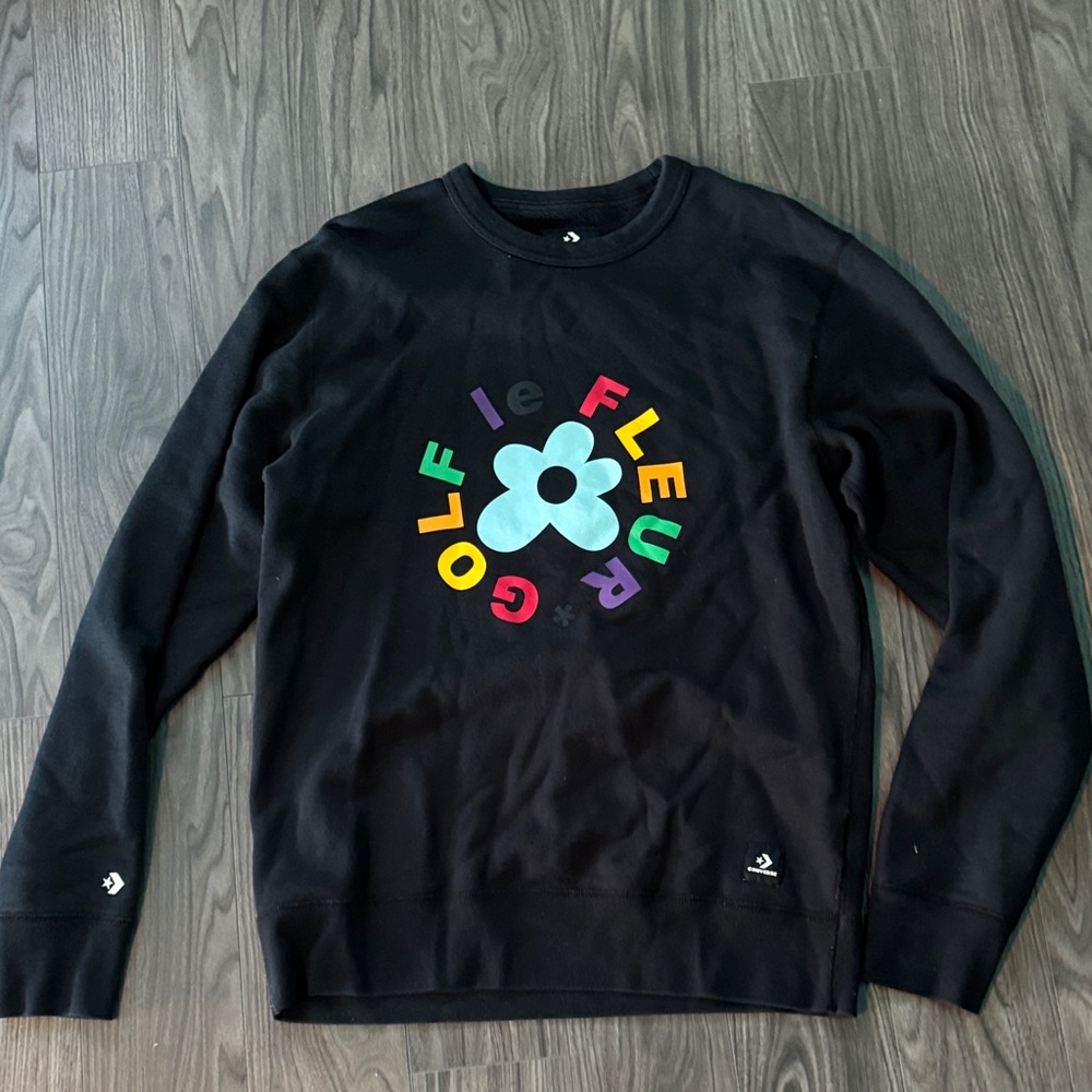 Converse Black Crewneck Sweater with Colorful Graphic